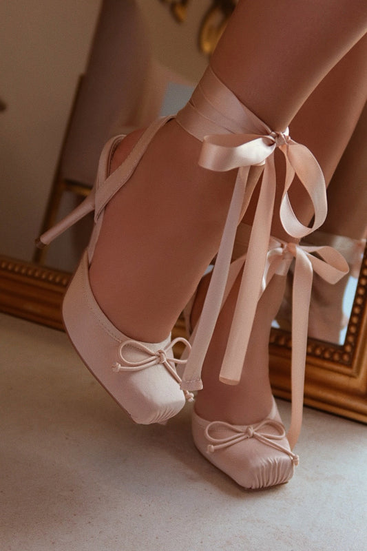 Cllaraa Talons à Lacets Style Ballerine - Nude