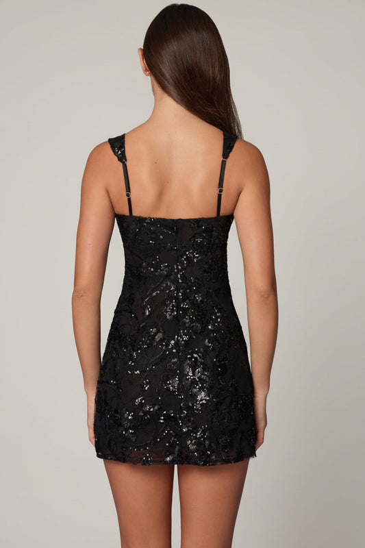Adeya Robe Mini Trapèze Ornée - Noir