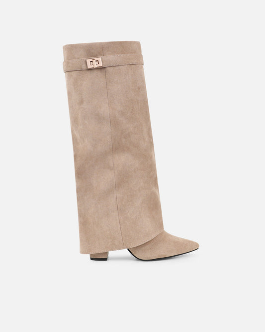 Bottines Bordeaux à Talons en Microfibre avec Boucle