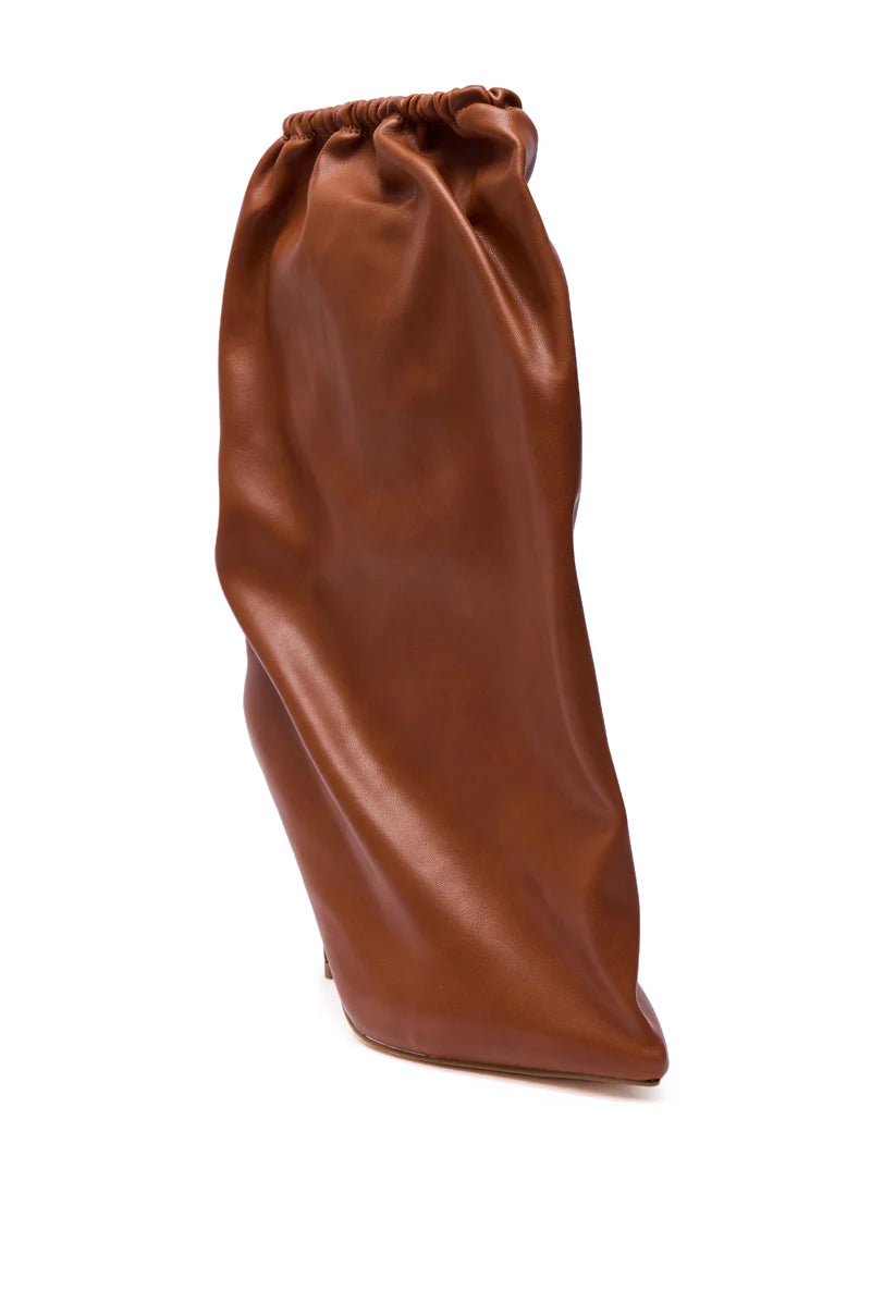 Bottine à talon aiguille avec haut froncé couleur camel