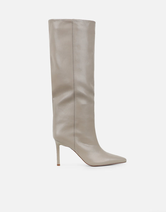 Bottes Taupe à Talons Hauts et Genoux