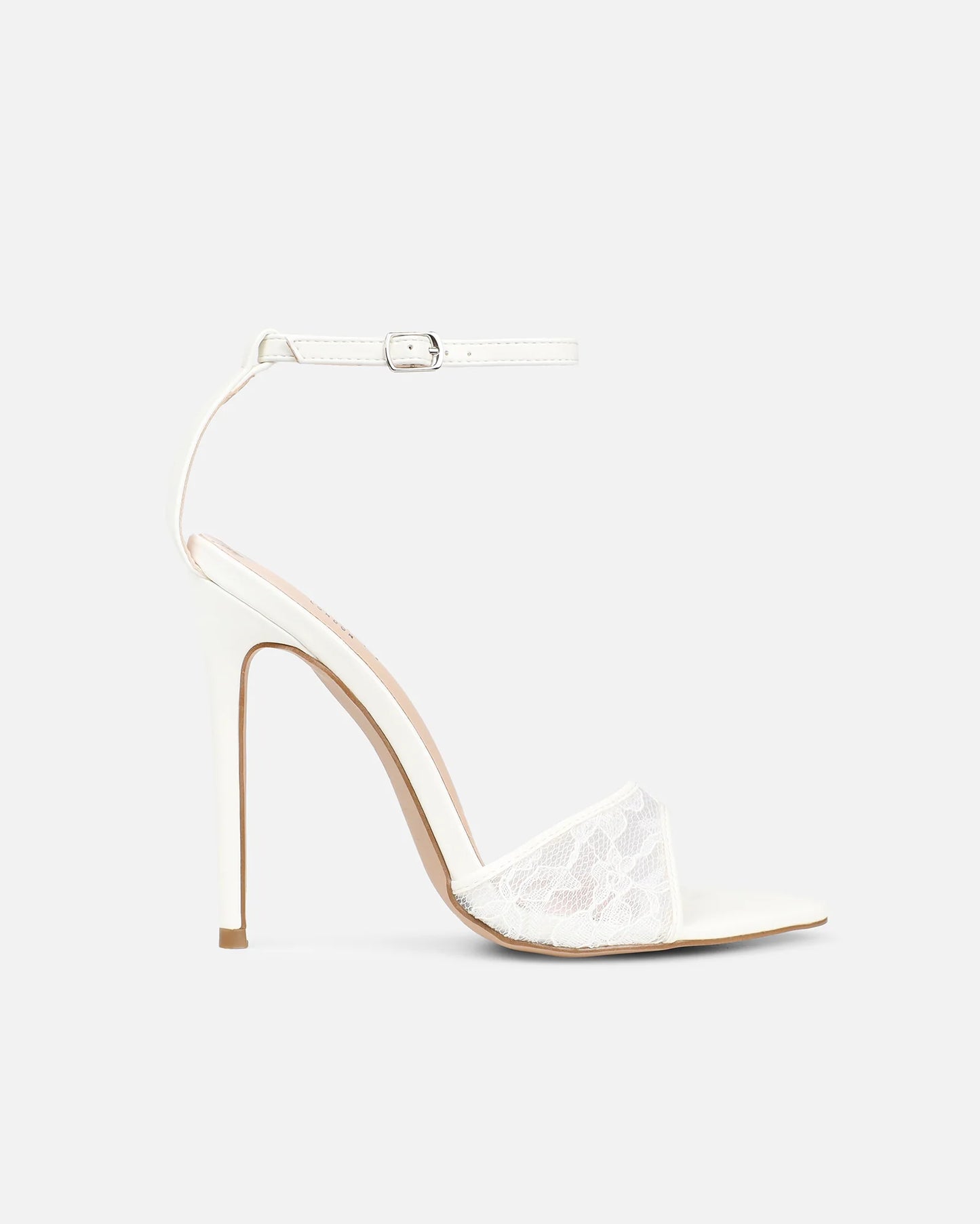 Sandales à Talon en Dentelle Blanches