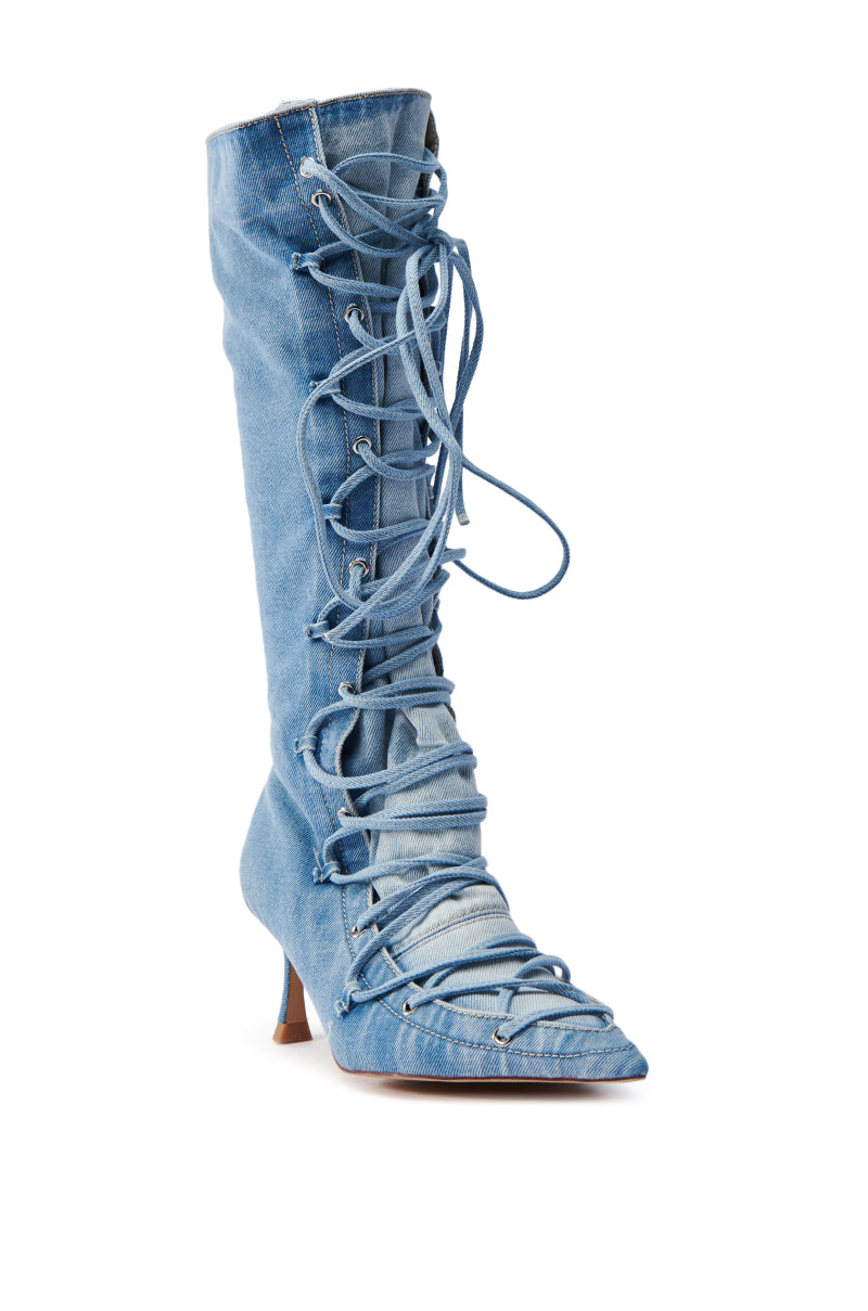 Botte à talon aiguille en denim EMMALINE