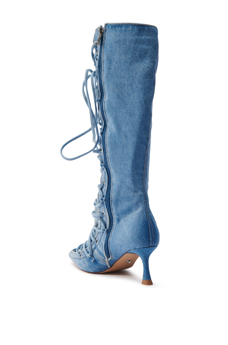 Botte à talon aiguille en denim EMMALINE
