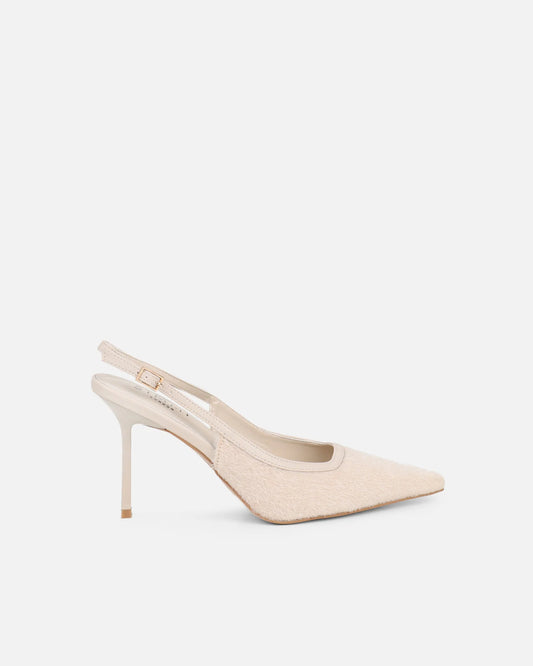 Escarpins Slingback en Velours Beige