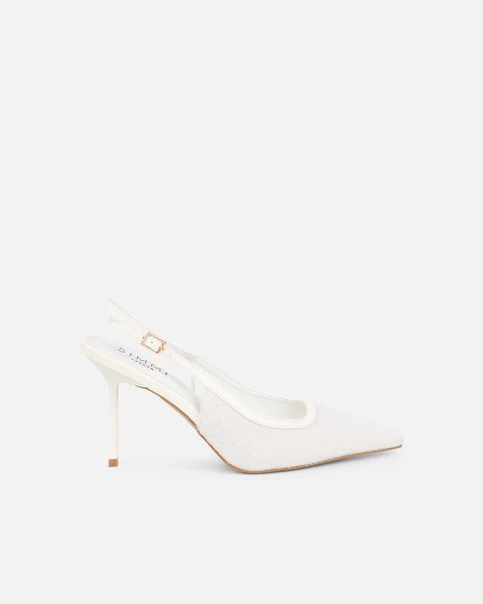 Escarpin Slingback en Velours Blanc