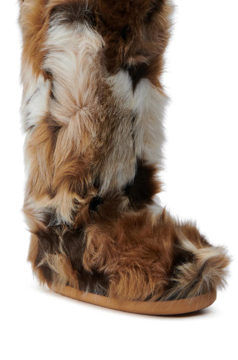 Bottes 'Evergreen' Hautes Plates en Fausse Fourrure Multicolore
