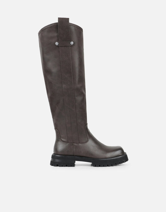 Bottes Marron à Détail Patte, Hauteur Genou