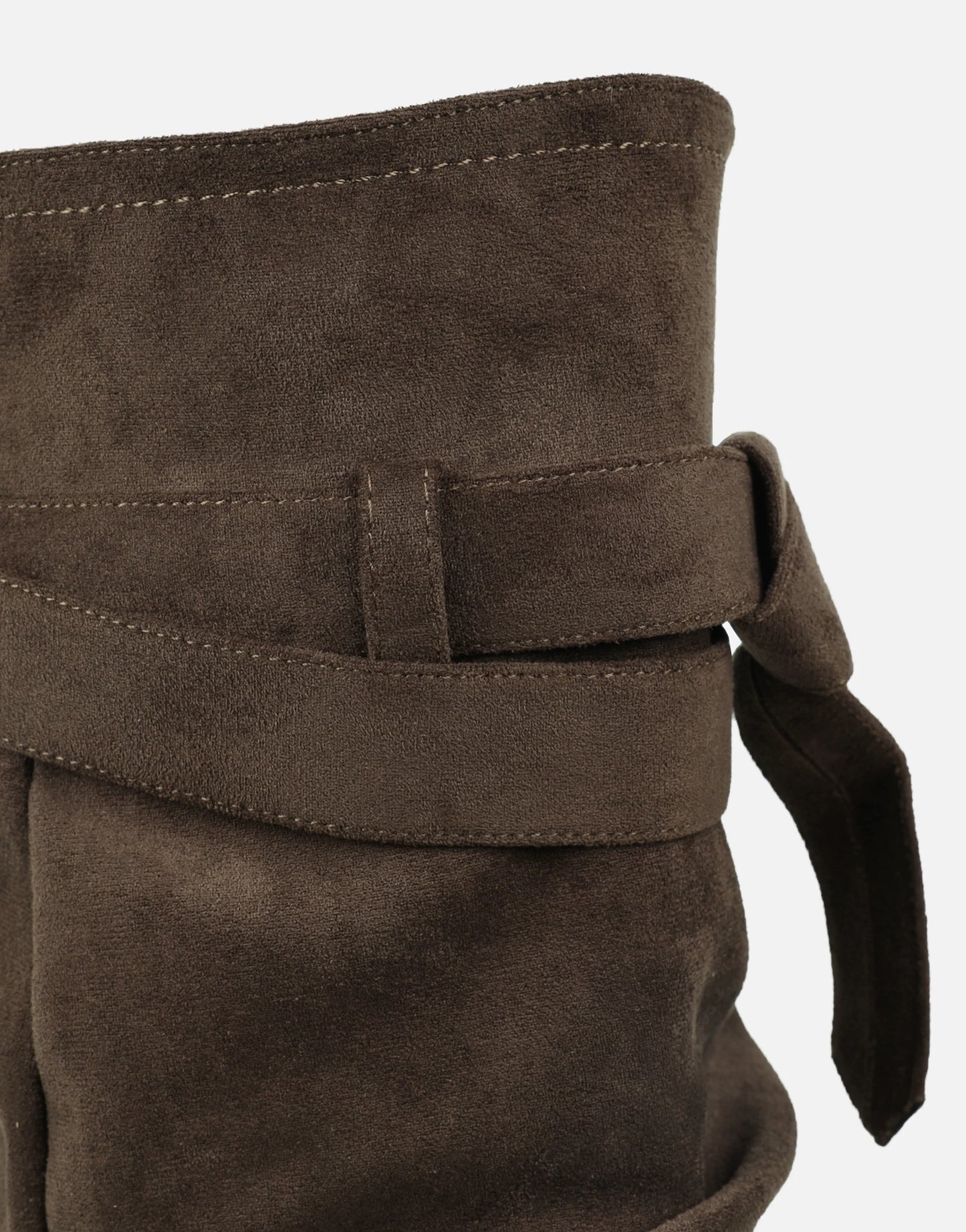 Bottes Chunky en Daim Kaki à Revers