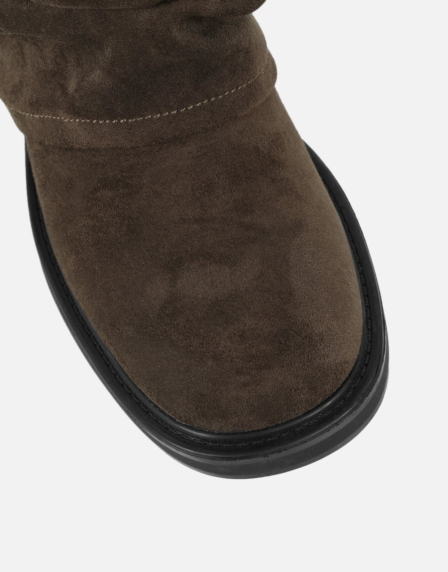 Bottes Chunky en Daim Kaki à Revers