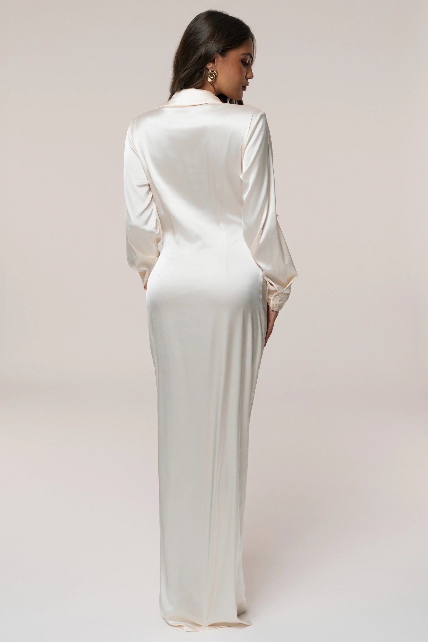 Robe Longue Arabella en Satin Blanc