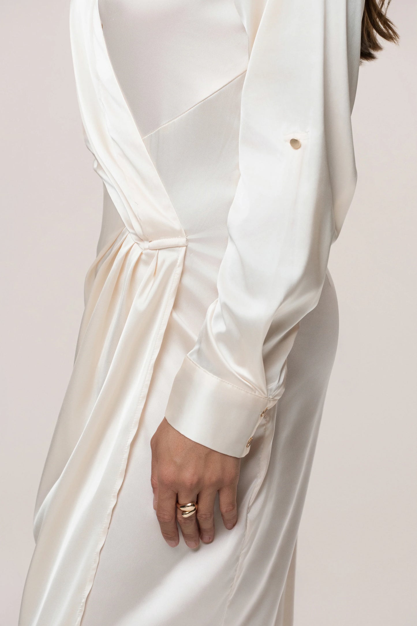 Robe Longue Arabella en Satin Blanc