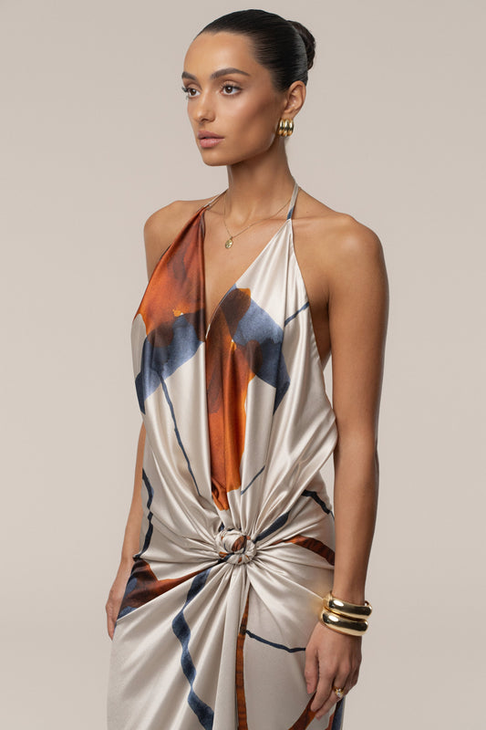 ROBE MIDI SATINÉE MALIBU IVOIRE