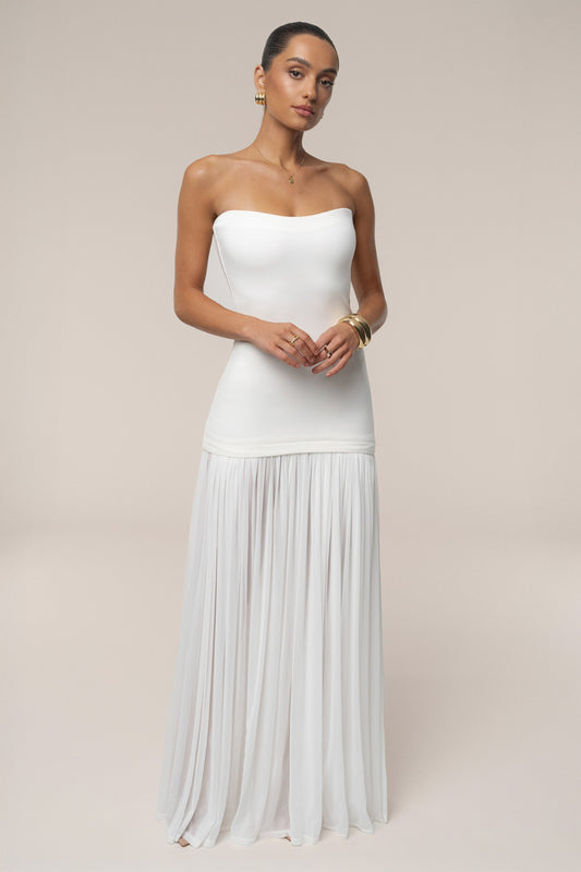 ROBE MAXI CIELO À CONTRASTES BLANCHE