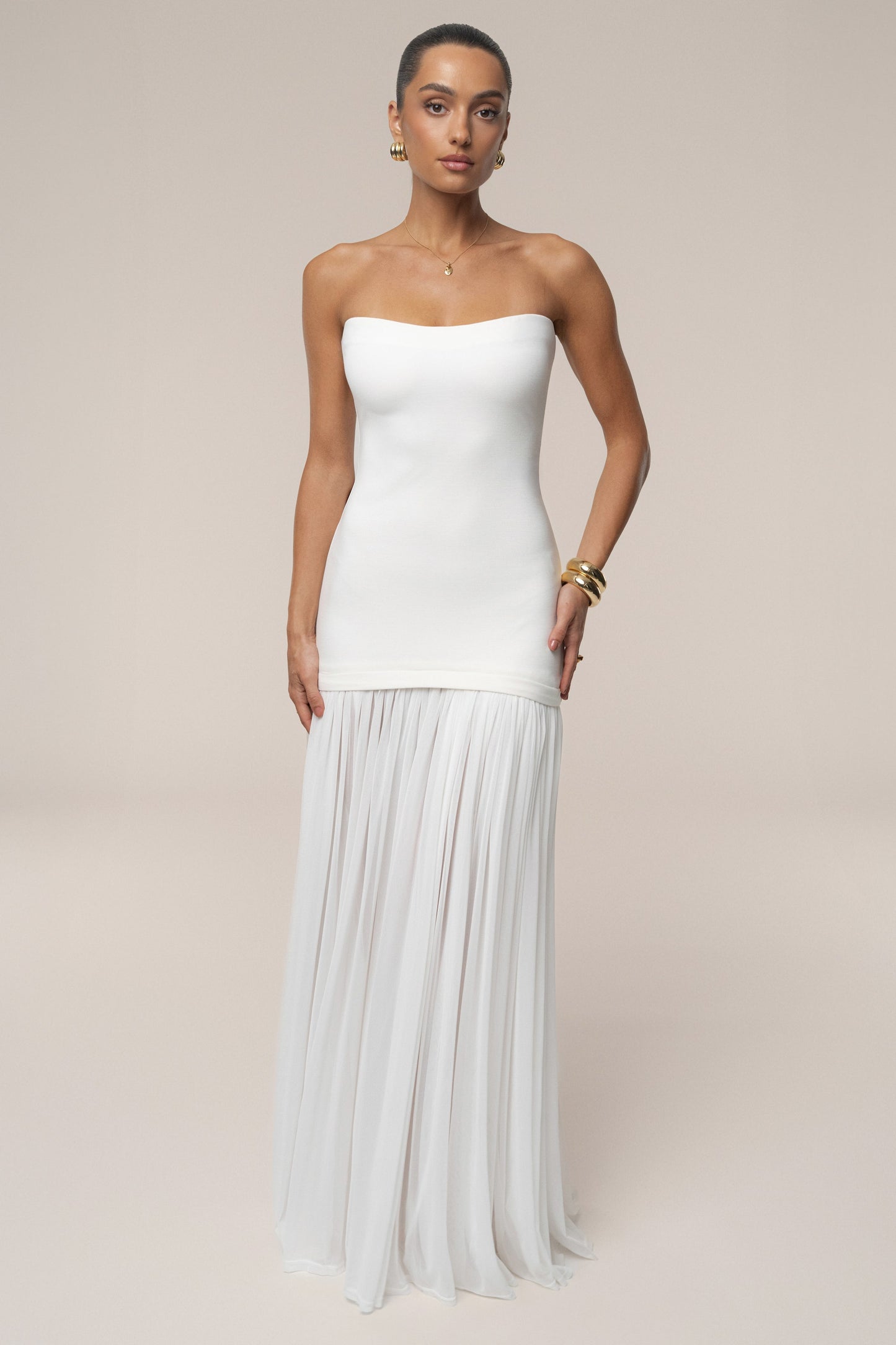 ROBE MAXI CIELO À CONTRASTES BLANCHE