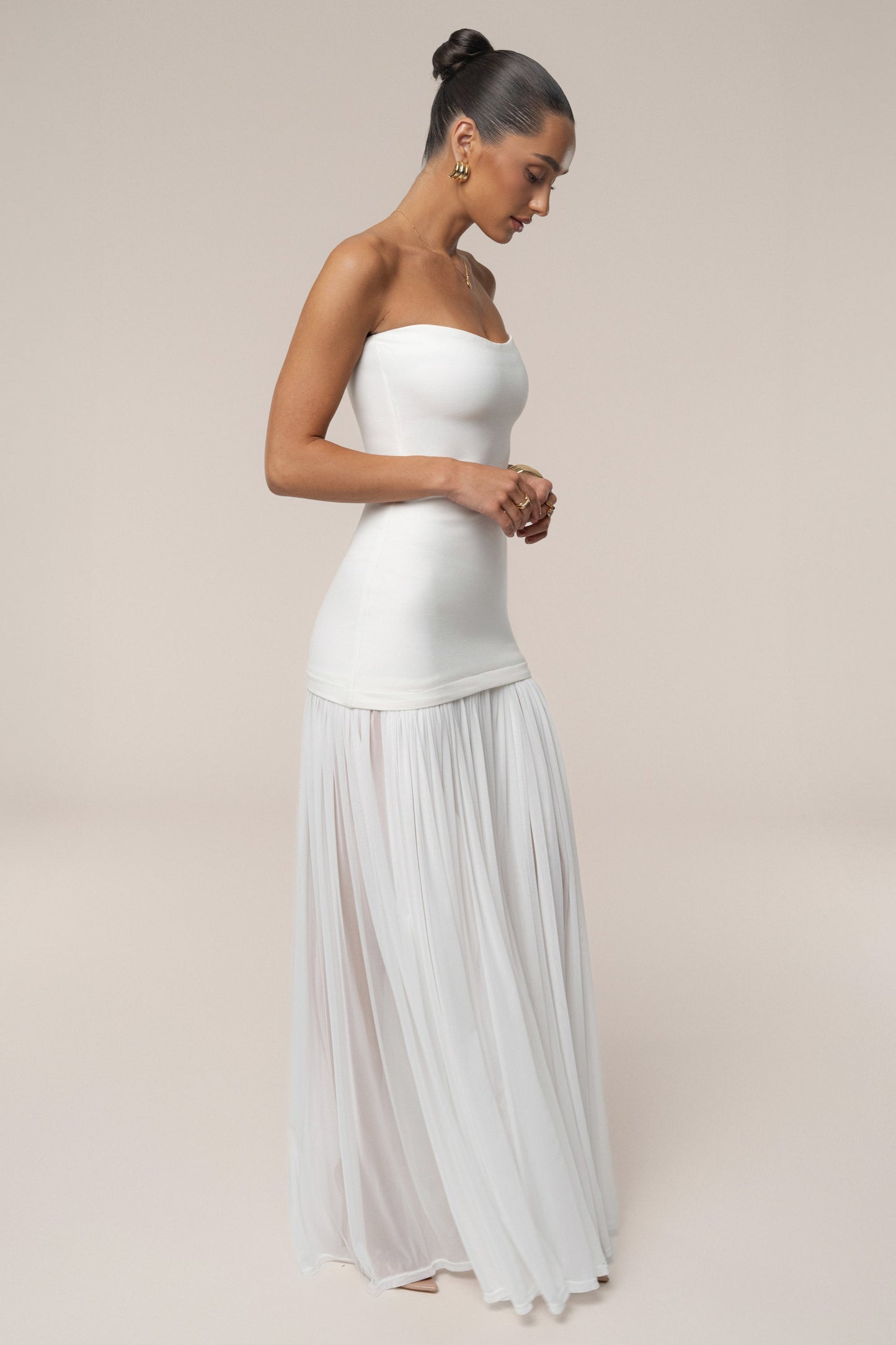 ROBE MAXI CIELO À CONTRASTES BLANCHE