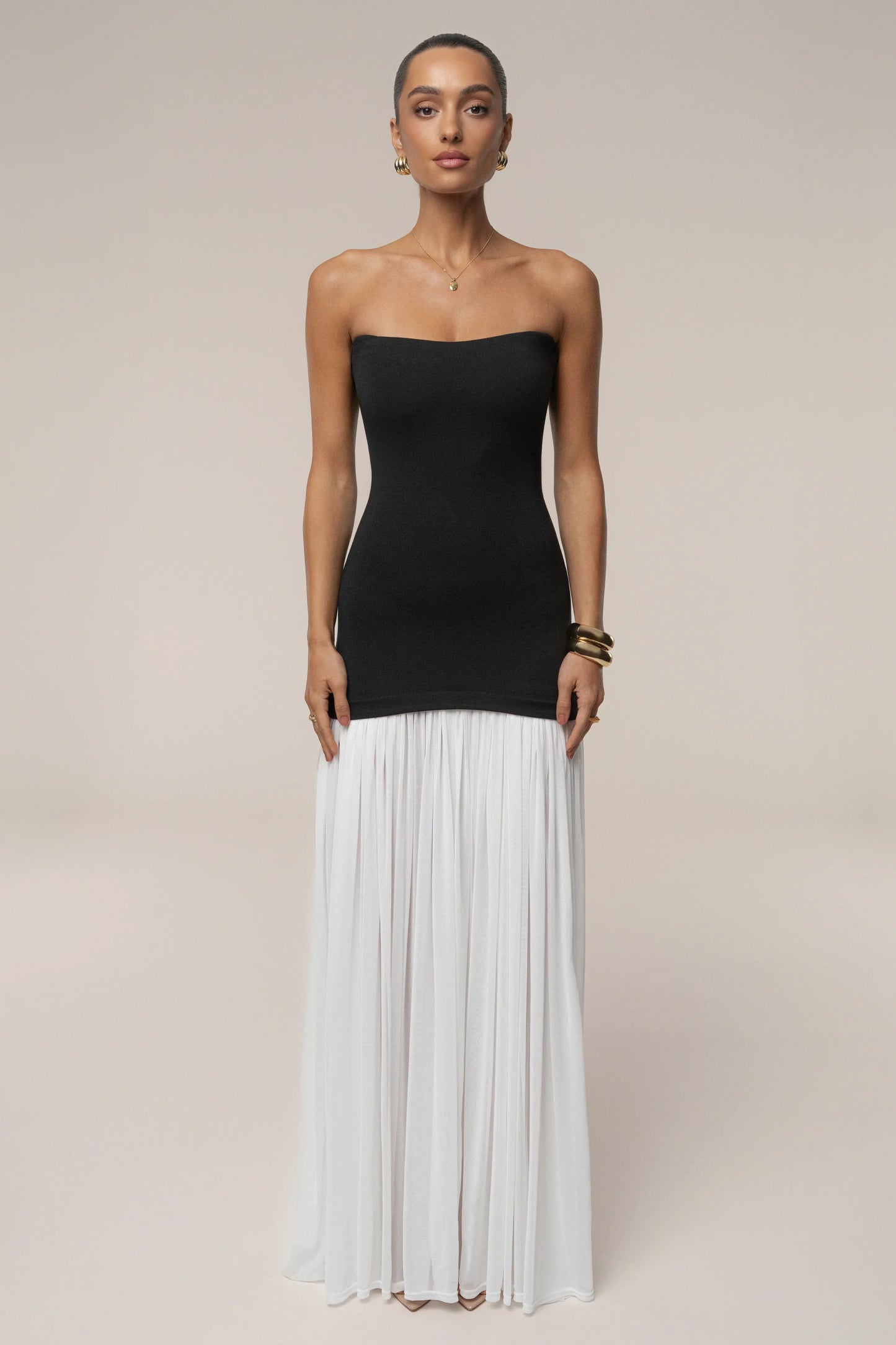 ROBE MAXI CIELO À CONTRASTES NOIRE