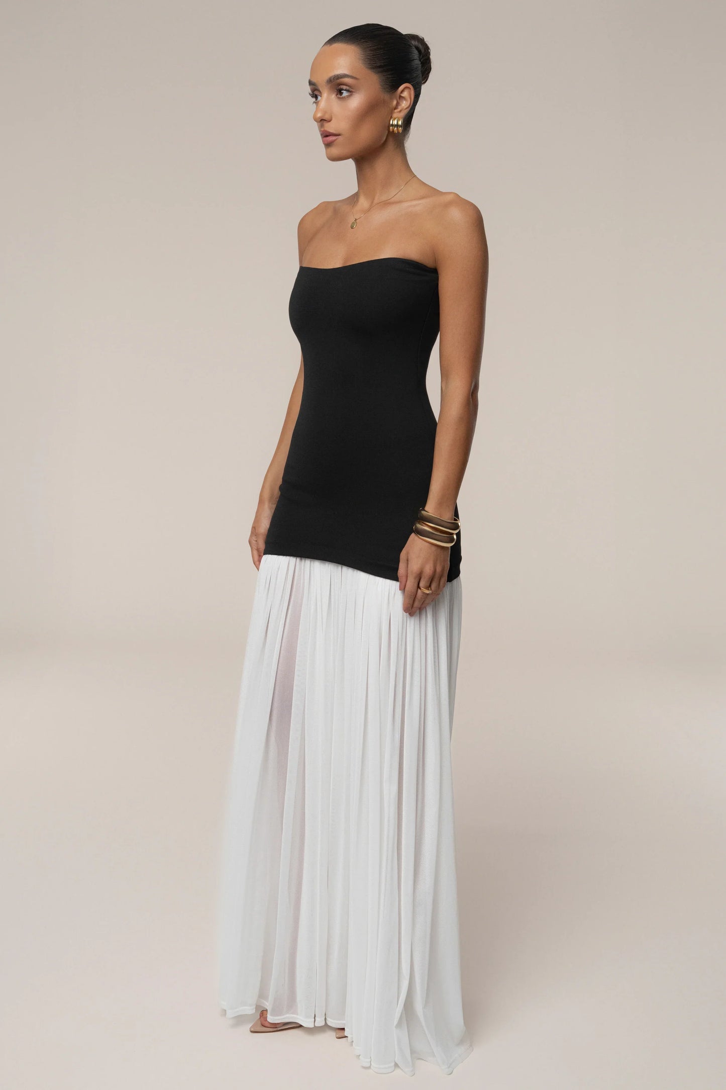 ROBE MAXI CIELO À CONTRASTES NOIRE