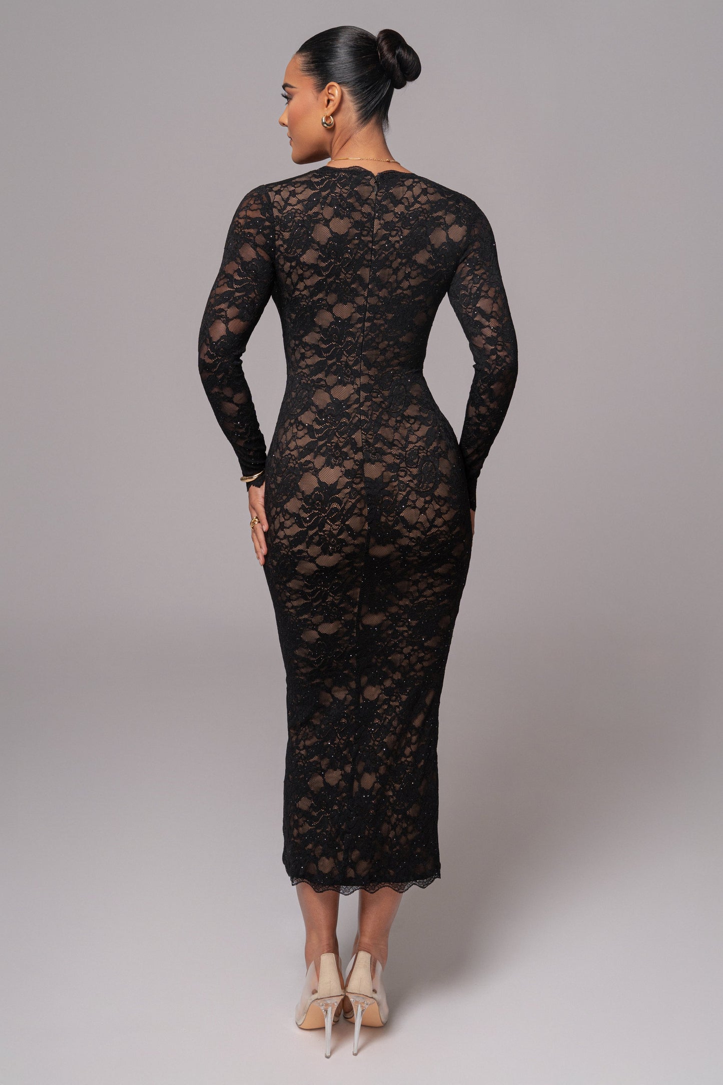 Robe Longue Canada en Dentelle Noire