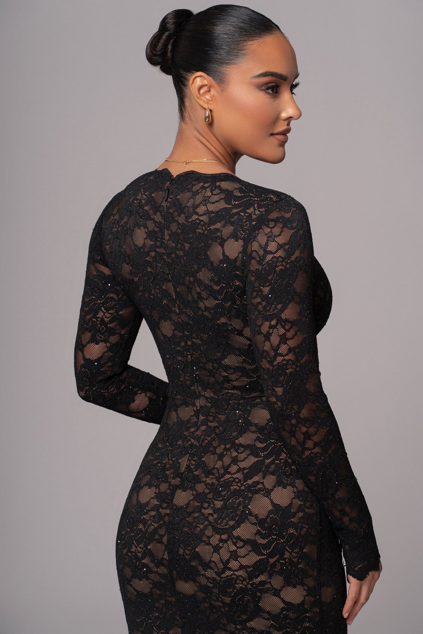 Robe Longue Canada en Dentelle Noire