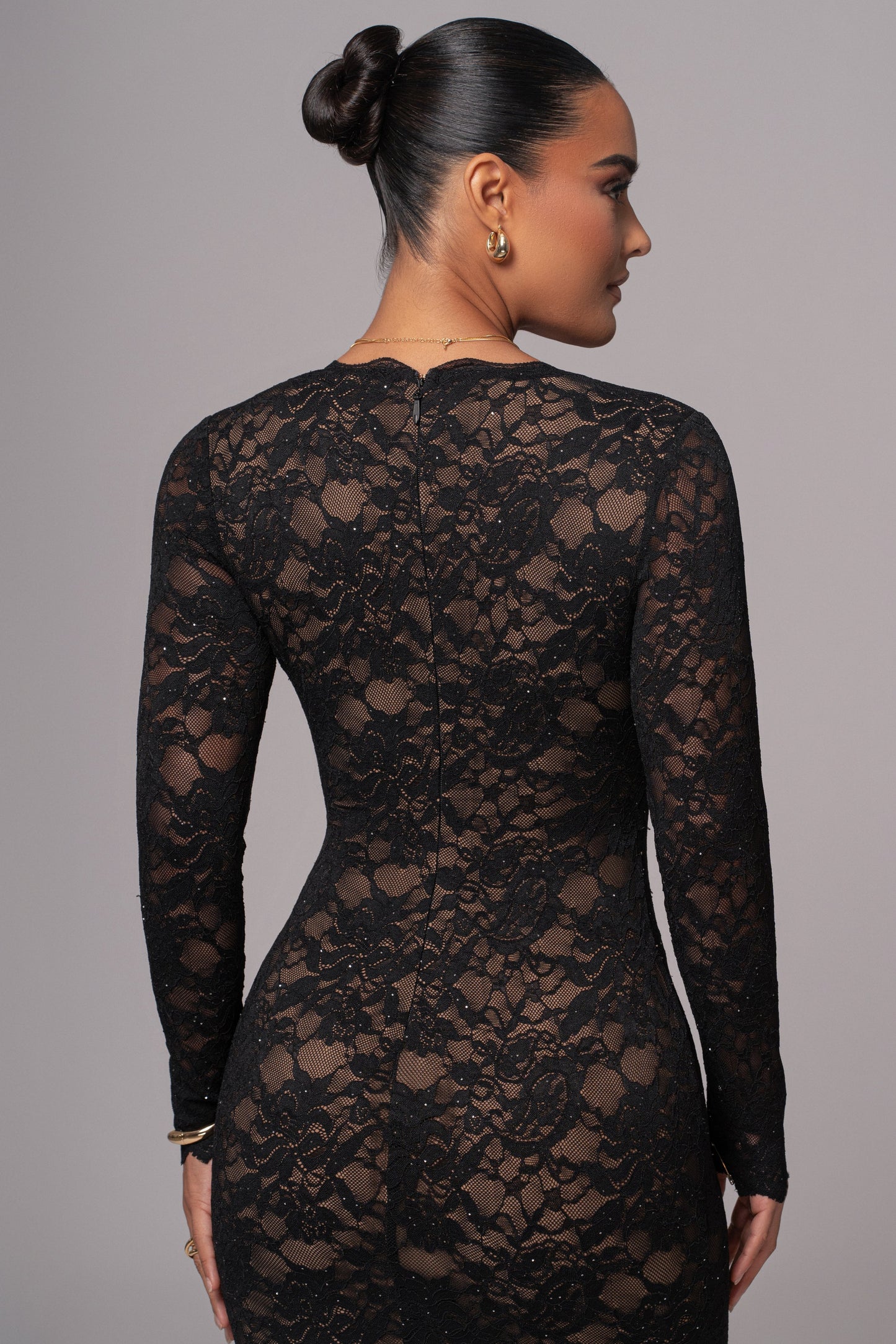 Robe Longue Canada en Dentelle Noire