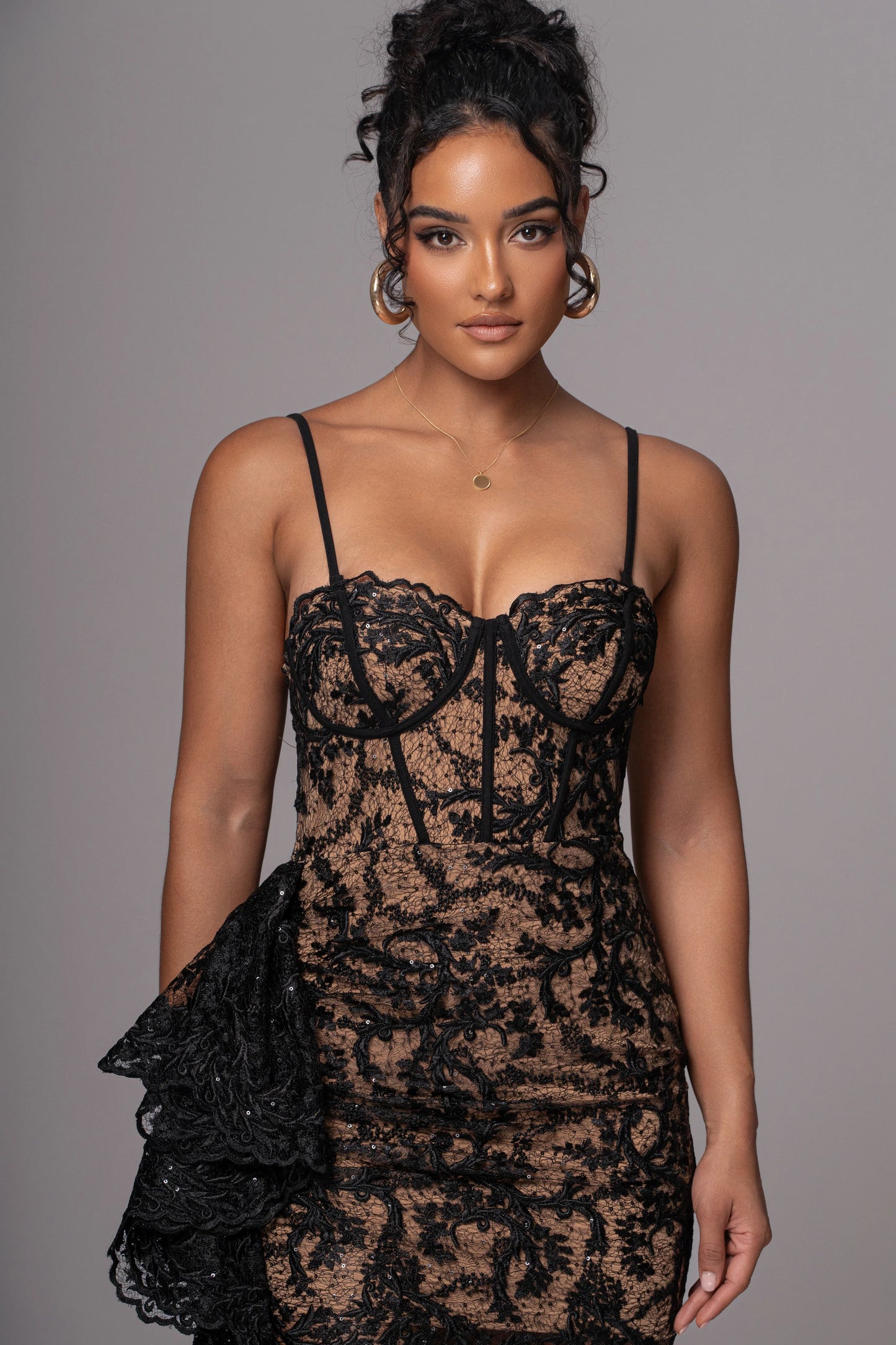 Robe Mini Marilyn en Dentelle Noire