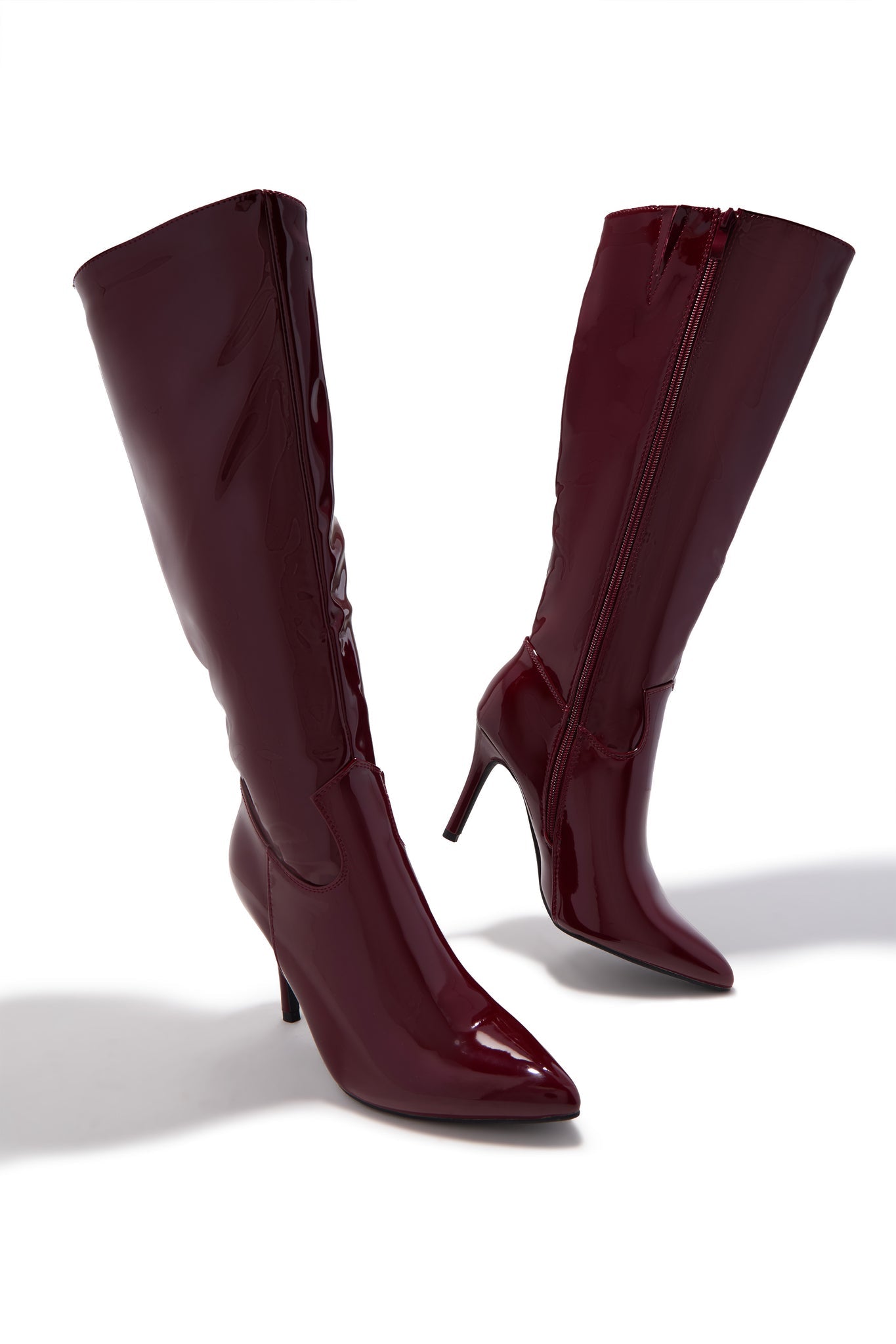 Bottes à talons hauts couleur cerise