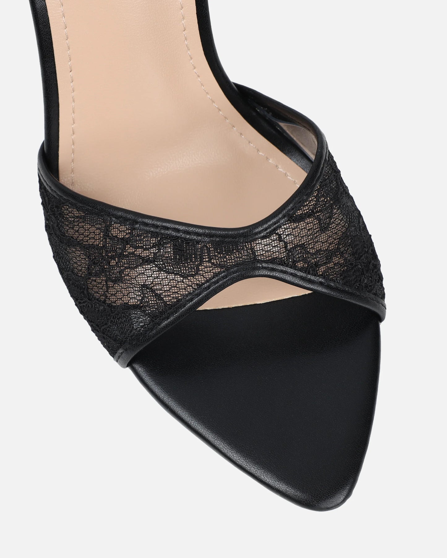 Sandales à Talon en Dentelle Noires