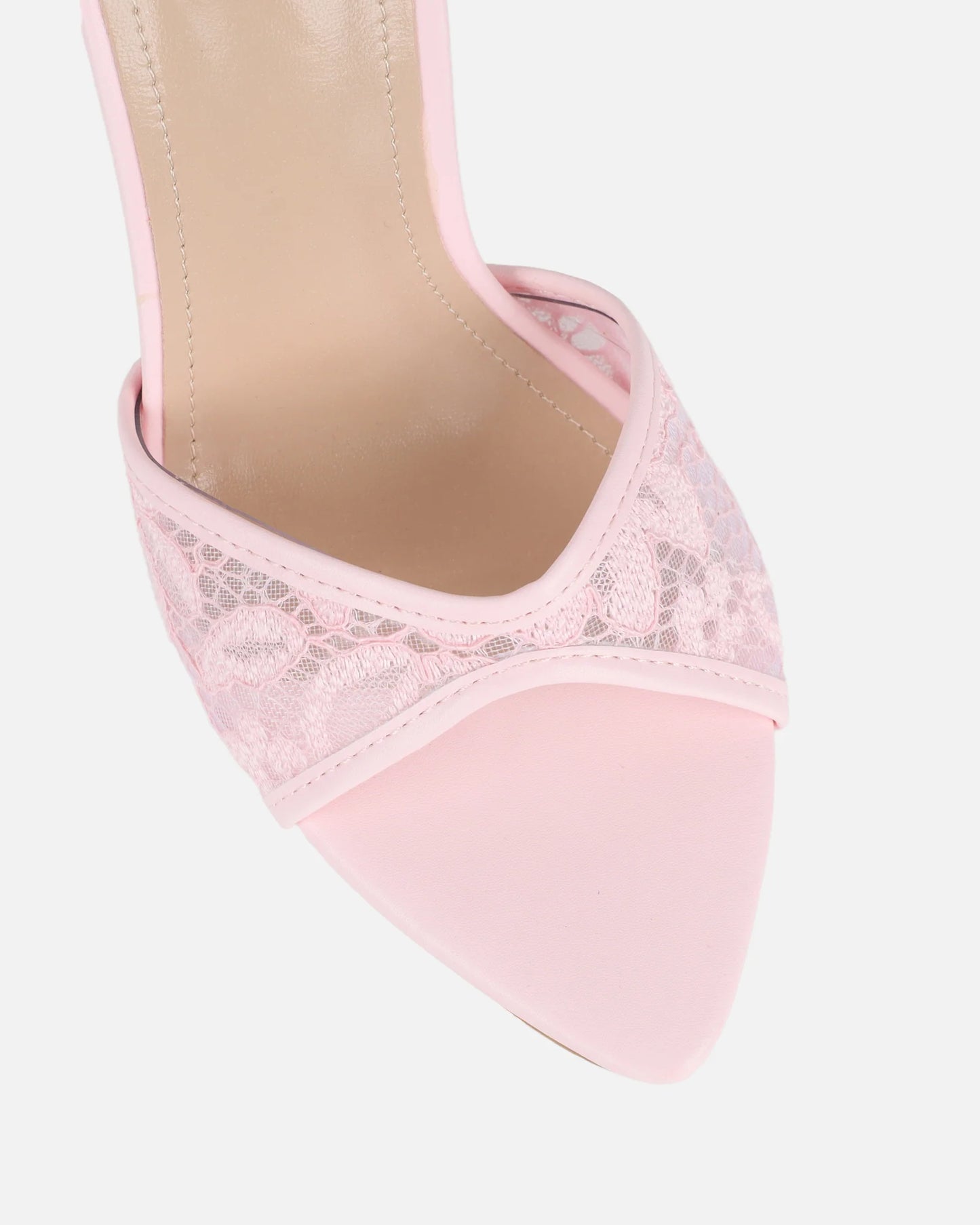 Sandales à Talon en Dentelle Rose