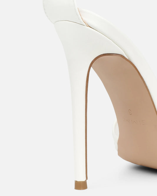 Sandales à Talon en Dentelle Blanches