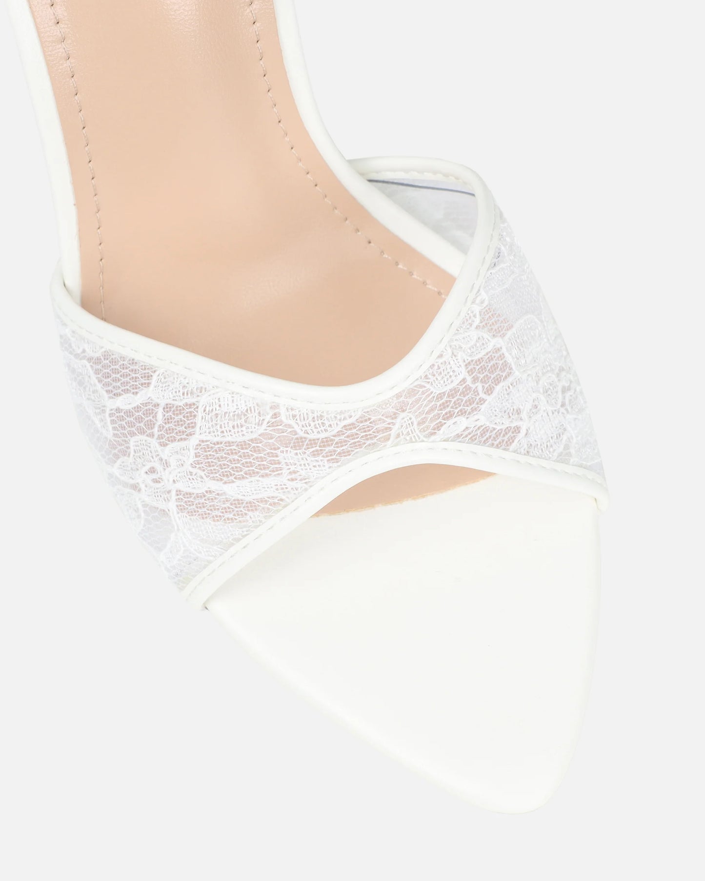 Sandales à Talon en Dentelle Blanches