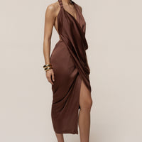 Luna Robe Drapée Dolce - Marron