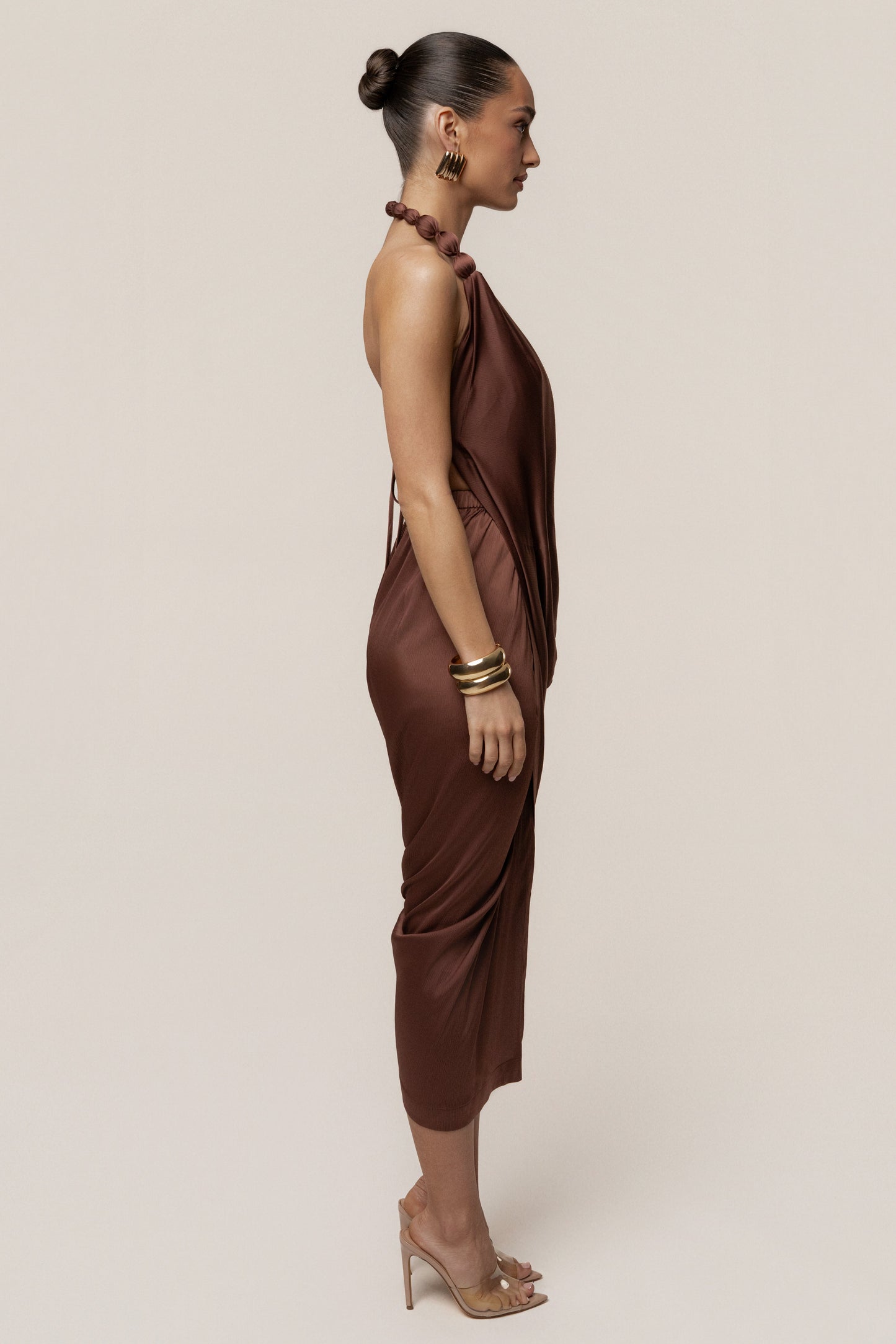 Luna Robe Drapée Dolce - Marron