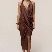 Luna Robe Drapée Dolce - Marron