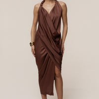 Luna Robe Drapée Dolce - Marron