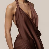 Luna Robe Drapée Dolce - Marron