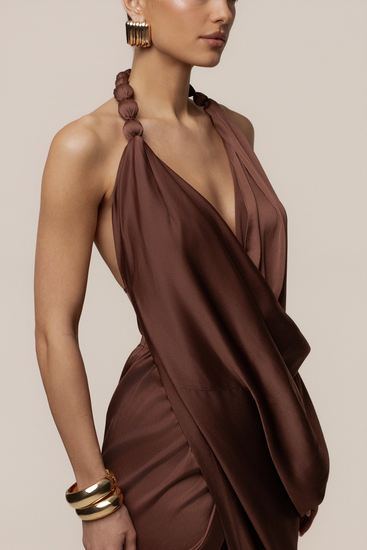 Luna Robe Drapée Dolce - Marron