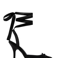 Cllaraa Talons à Lacets Style Ballerine - Noir