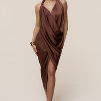 Luna Robe Drapée Dolce - Marron