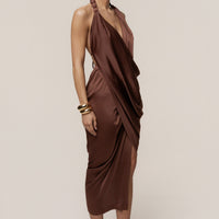 Luna Robe Drapée Dolce - Marron