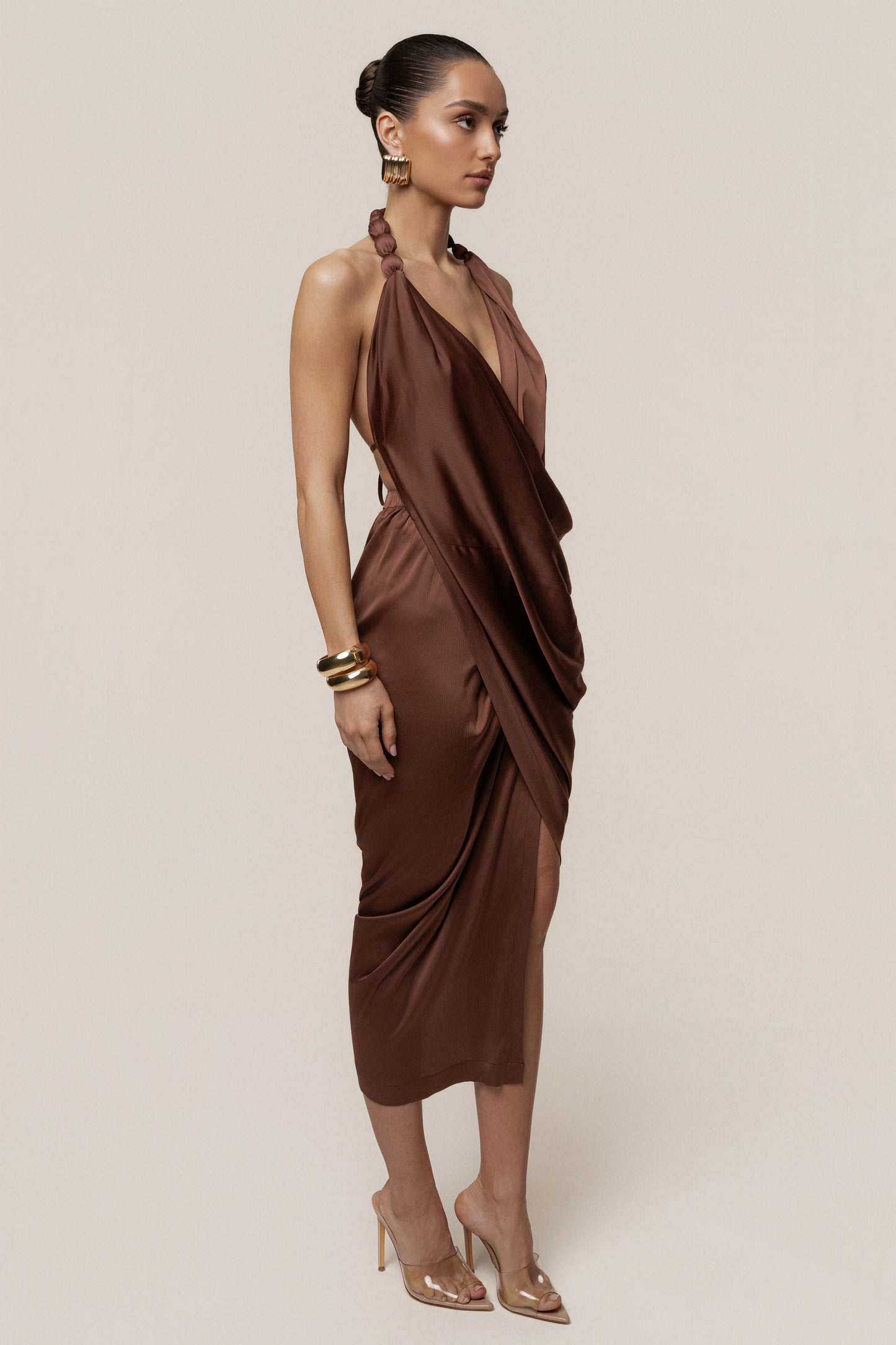 Luna Robe Drapée Dolce - Marron