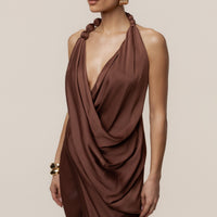Luna Robe Drapée Dolce - Marron