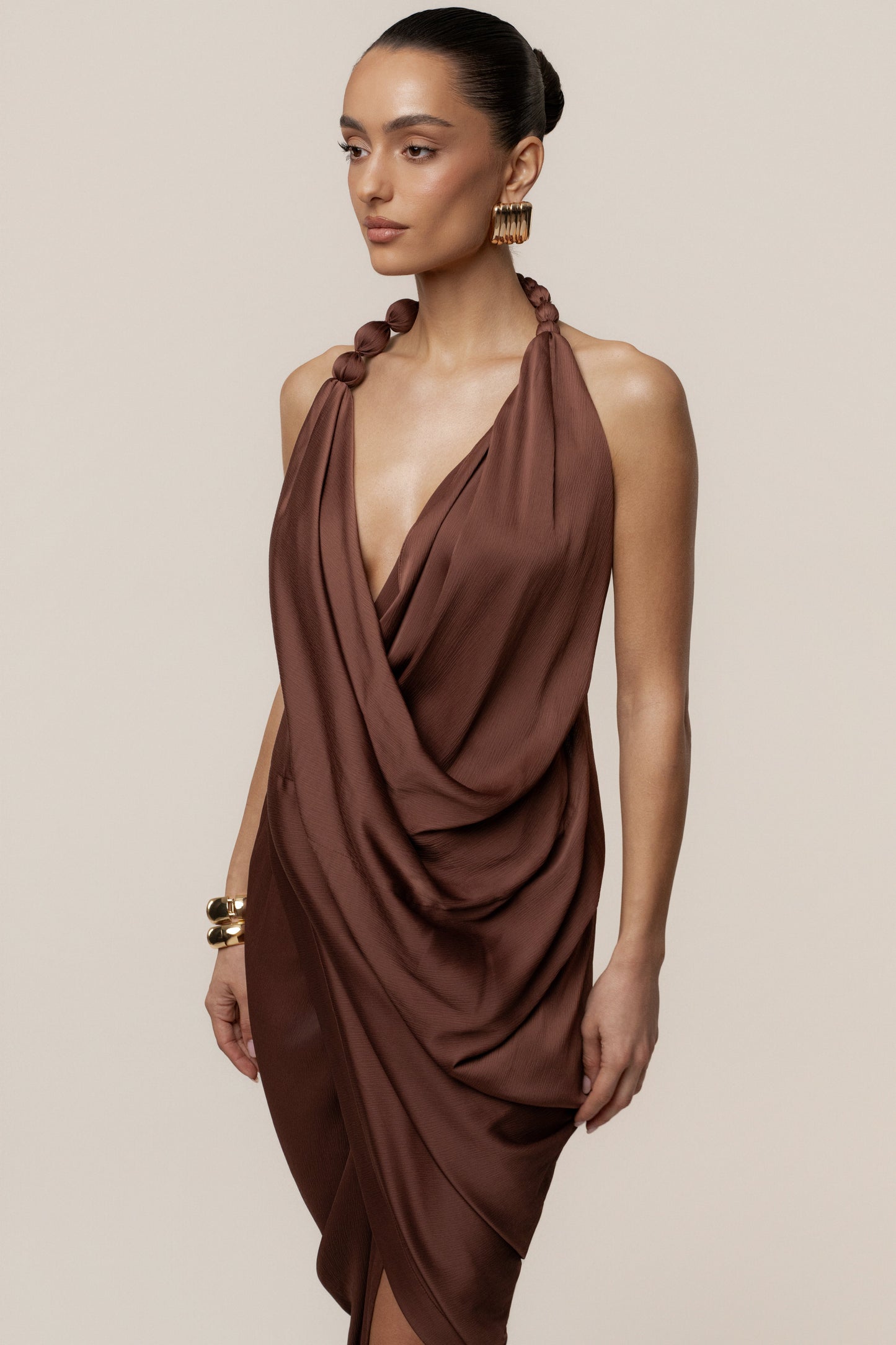 Luna Robe Drapée Dolce - Marron