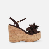 Astra Sandales Compensées Marron avec Détail Fleur - Marron