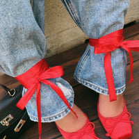 Cllaraa Talons à Lacets Style Ballerine - Rouge