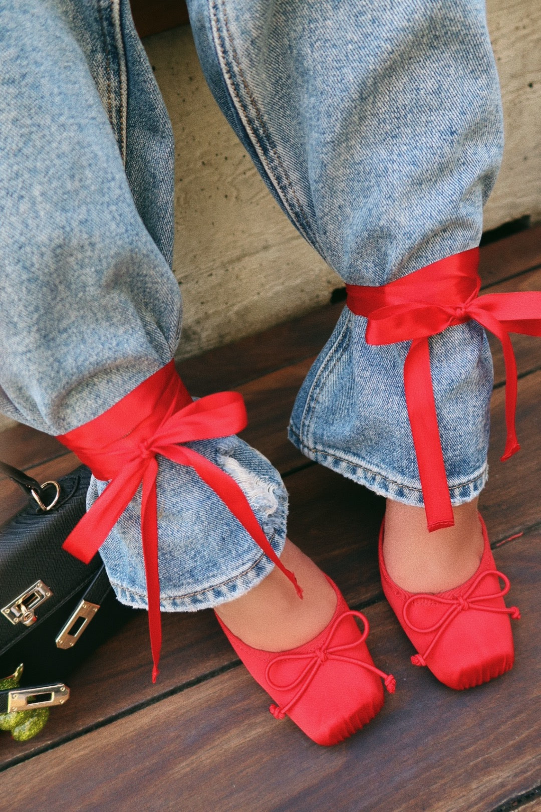Cllaraa Talons à Lacets Style Ballerine - Rouge
