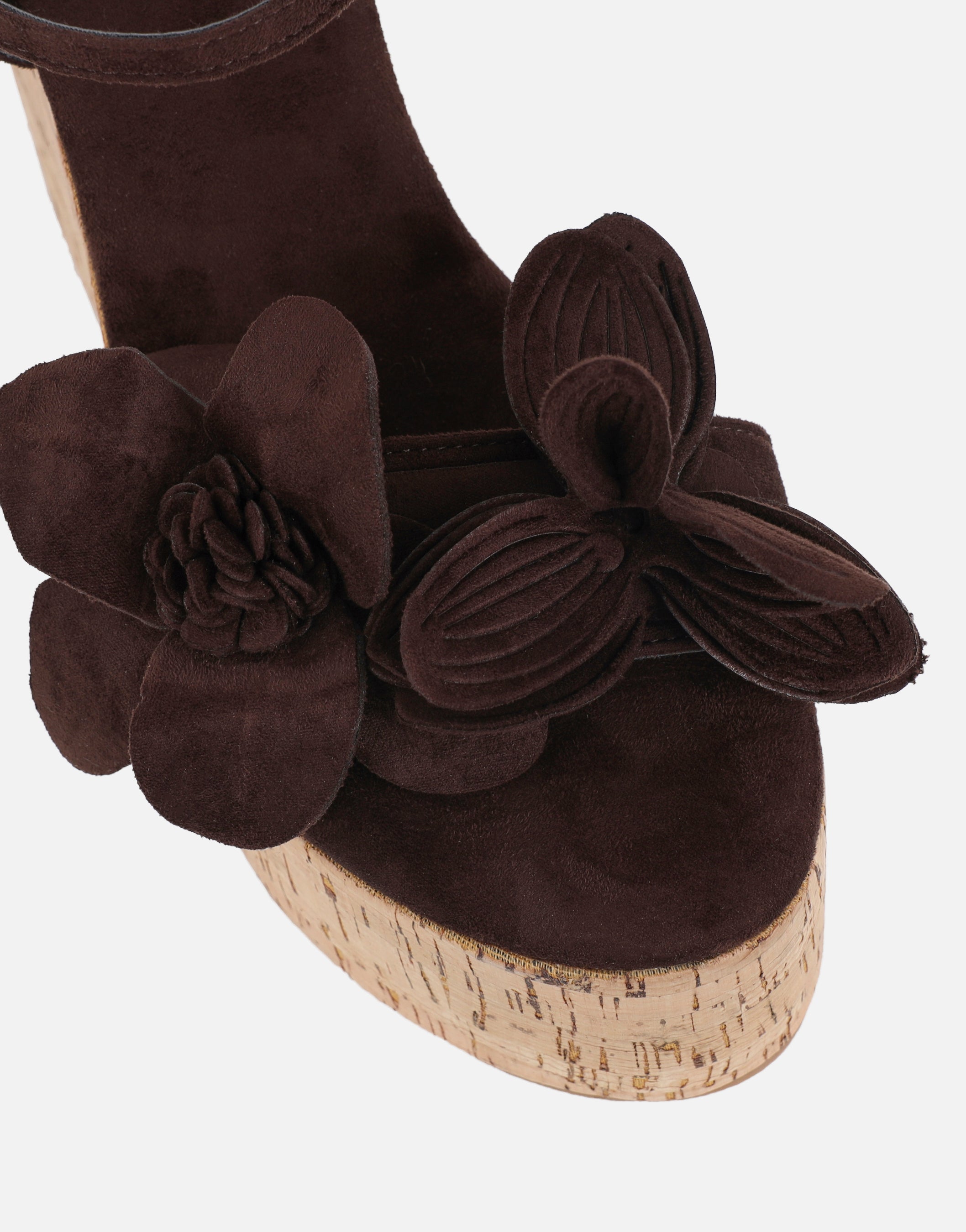 Astra Sandales Compensées Marron avec Détail Fleur - Marron