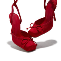 Cllaraa Talons à Lacets Style Ballerine - Rouge