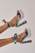 DESIGNER Céleste Sandales à Plateforme Chunky - Rayures Multi-Couleurs et Or