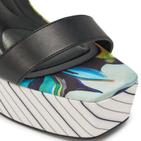 DESIGNER Céleste Sandales à Plateforme Chunky - Rayures Multi-Couleurs et Or